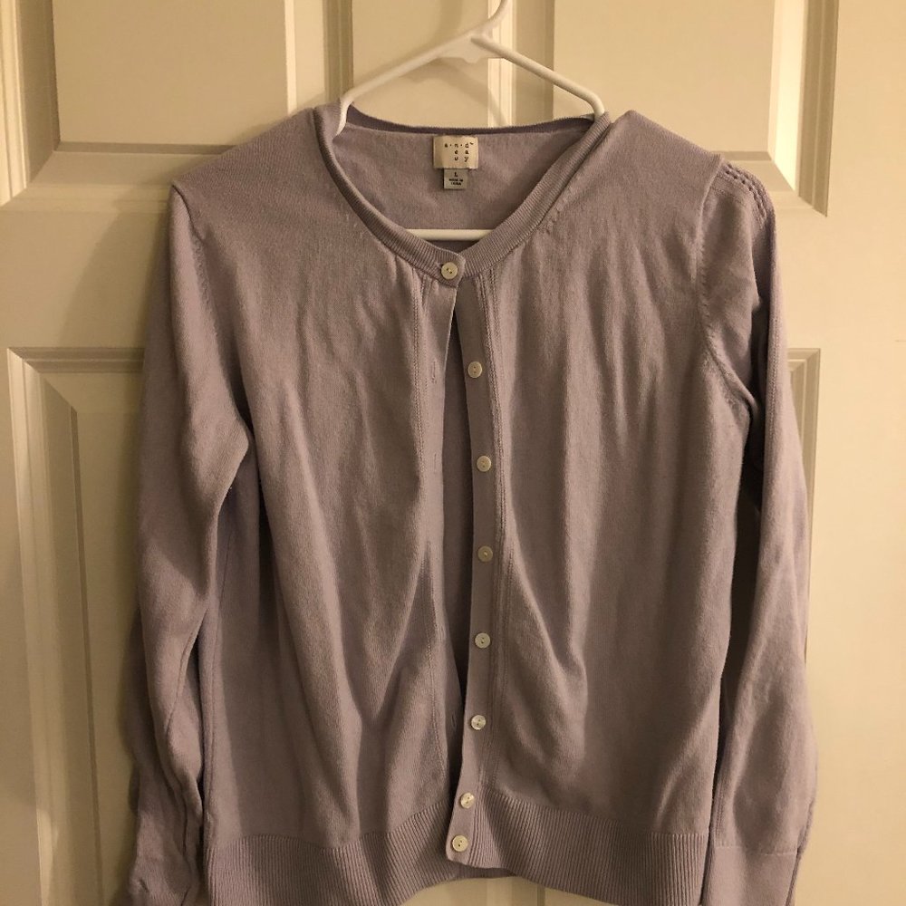 Lavender purple cardigan sweater Women's L